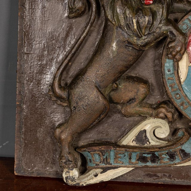 19th Century Victorian Carved Wood & Painted Royal Warrant, 1830s For Sale - Image 14 of 18