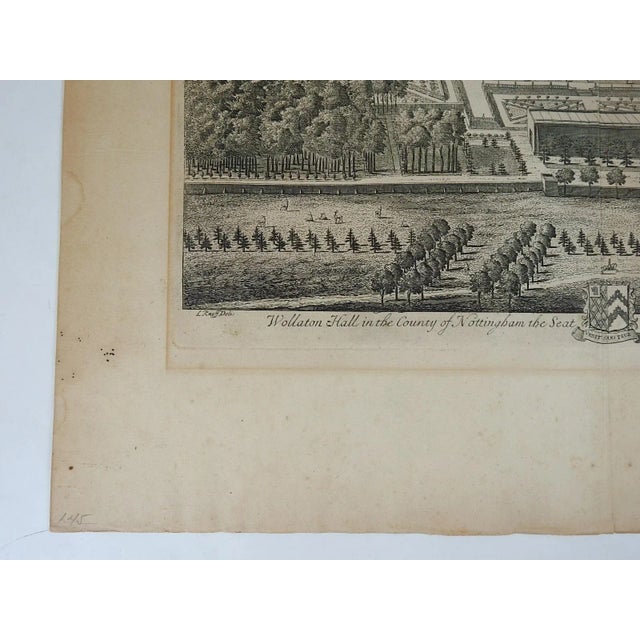 Antique 1709 birdseye view engraving on paper of "Wollaton Hall in the County of Nottingham the Seat of the Hon.ble Sr....