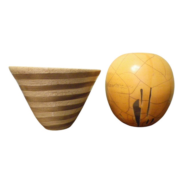 Handcrafted Raku Pottery, 2010s, Set of 2 For Sale