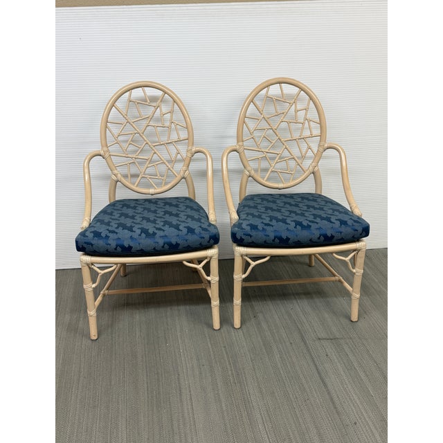 Wood Elinor McGuire for McGuire Furniture Crackled Ice Dining Chairs, Pair For Sale - Image 7 of 12