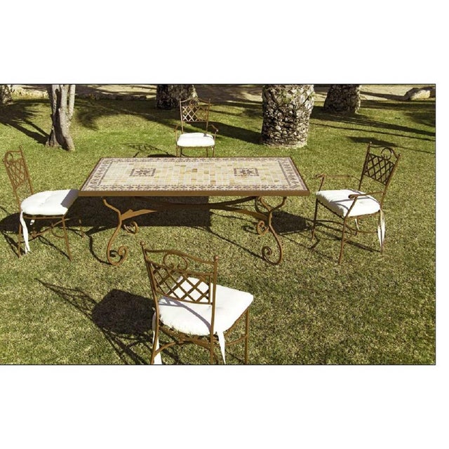 About New garden, patio or dining table in wrought iron with glass top (63x35) You can choose this pattern in round or...