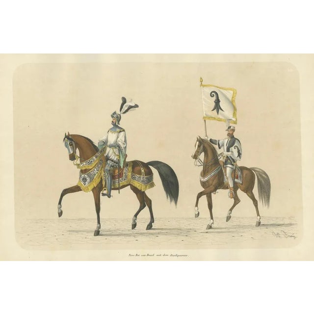 Paper Heinrich Jenny, Grand Basel Procession of Peter Rot and the Proud Banner of the City, 1855, Print For Sale - Image 7 of 10