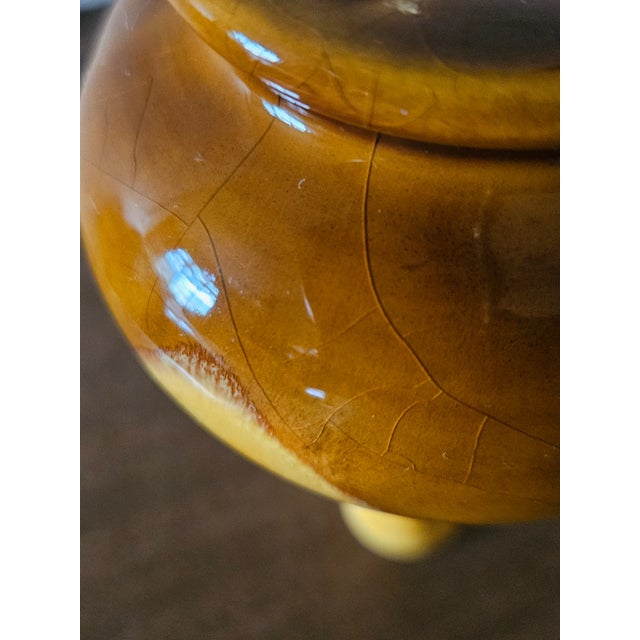 Mid 20th Century Haeger Yellow and Brown Glazed Bud Vase For Sale - Image 10 of 13