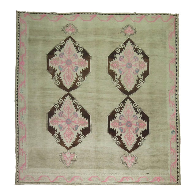 Zabihi Collection Square Vintage Turkish Kars Rug - 9'3" x 10' For Sale