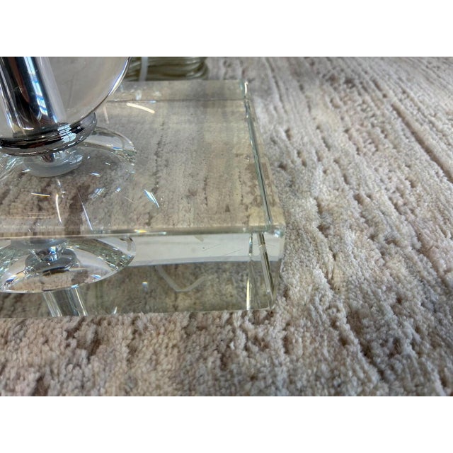 Vintage Heavy Stacked Glass Ball Table Lamps – Hollywood Regency MCM Sculptural Lighting Set For Sale - Image 11 of 11