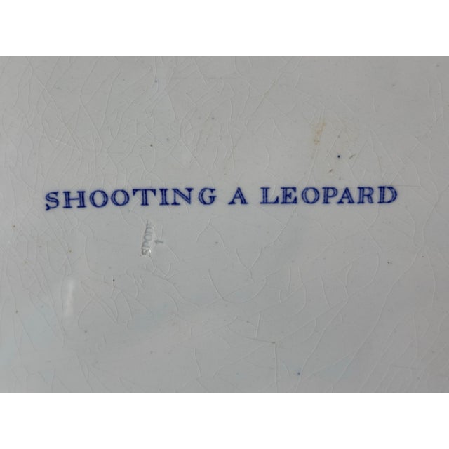 Indian 1815 Large Blue and White Spode Transferware Platter "Shooting a Leopard" For Sale - Image 3 of 12