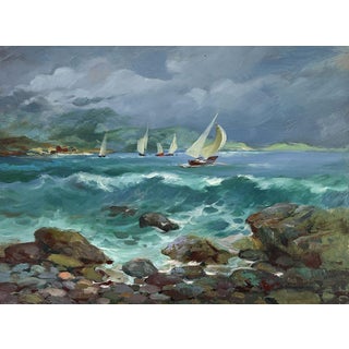 Oil Painting the Beginning of a Storm at Sea Yuriy Suprunchuk For Sale