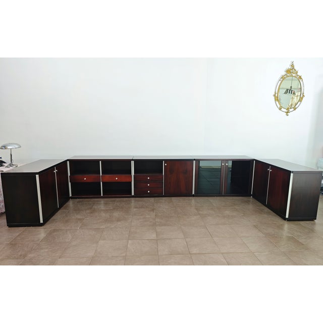 Italian Modular Furniture in Wood, Aluminum, and Glass attributed to Vittorio Introini, 1970s For Sale - Image 14 of 18