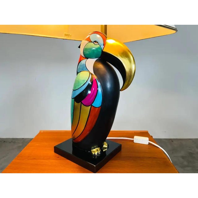 Porcelain Toucan Bird Lamp by Manifattura Artistica, Italy Circa 1989 For Sale - Image 4 of 16