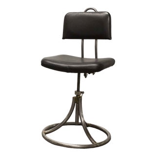 French Army Swivel Office Chair in Leather, 1960s For Sale