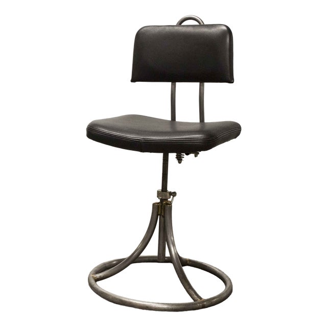 French Army Swivel Office Chair in Leather, 1960s For Sale