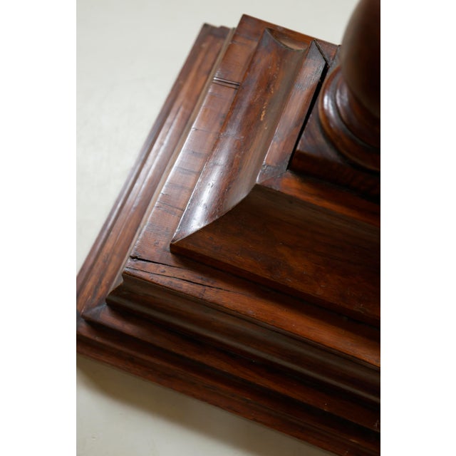 Brown Antique Oak Barley Twist Pedestal / Plant Stand - 109 Cm Height, 1920 For Sale - Image 8 of 13