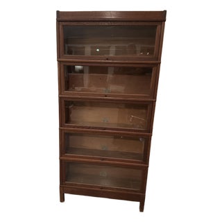 Globe-Wernicke 5 Stackable Quarter-Sawn Oak Barrister Bookcase With Glass Rollup Shelves For Sale