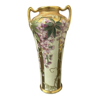 Early 20th Century Nippon Porcelain Vase With Wisteria For Sale