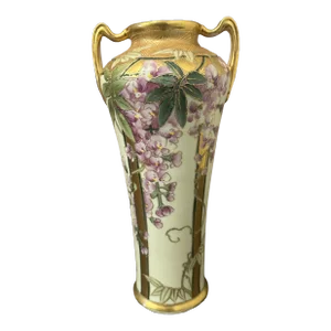 Early 20th Century Nippon Porcelain Vase With Wisteria