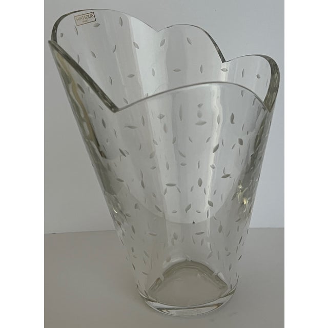 Saint-Louis Mouth Blown and Hand Cut, Scalloped Top Vase For Sale - Image 13 of 13