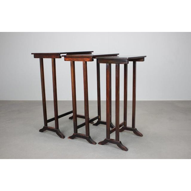 Art Deco Nesting Tables in Mahogany Veneer, Former Czechoslovakia, 1930s, Set of 3 For Sale - Image 4 of 18