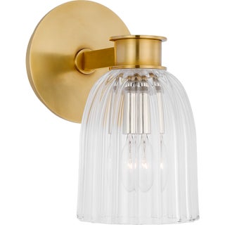 AERIN for Visual Comfort Signature Asalea Single Sconce in Hand-Rubbed Antique Brass with Clear Glass For Sale