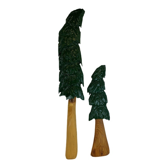 Handmade 36" & 24" Christmas Trees - A Pair For Sale