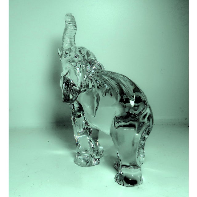 Glass Waterford (Ireland) - Beautiful Solid Crystal Elephant With Trunk Up - 7 Inches Tall. For Sale - Image 7 of 9