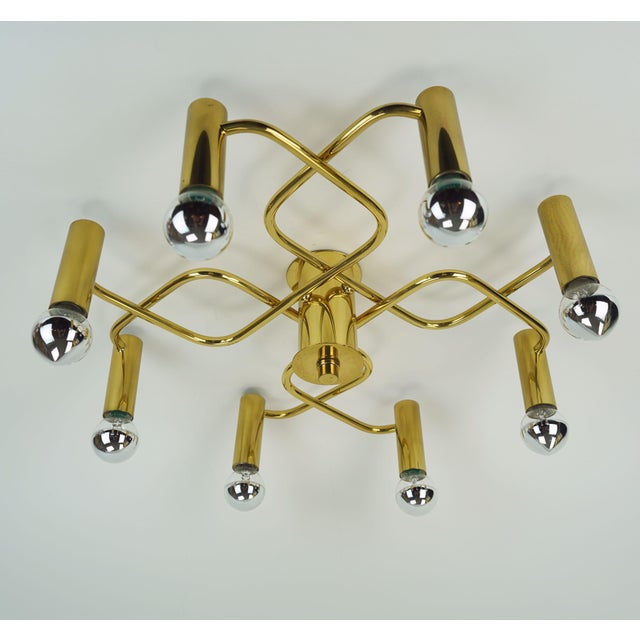 Large Vintage Sputnik Brass Ceiling Lamp, 1970s For Sale - Image 12 of 12