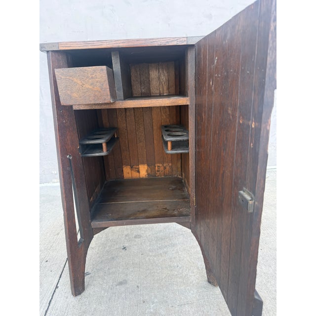 The Lakeside Craft Shops Art & Crafts Misson Oak Smoking Stand For Sale - Image 11 of 12