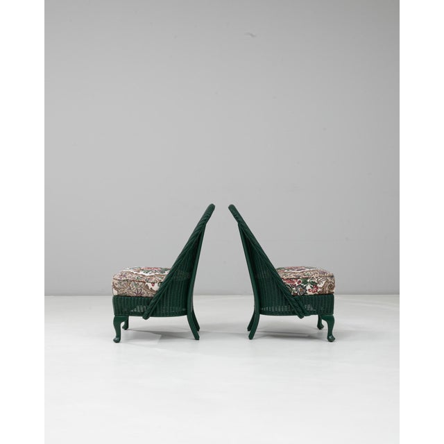 20th Century French Lloyd Loom Chairs With Upholstered Seats - A Pair For Sale - Image 4 of 18