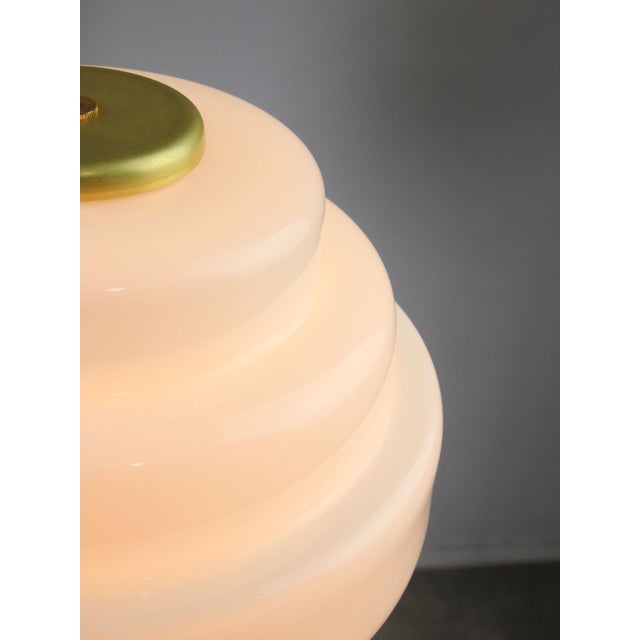 Mid-Century Italian Brass and Opaline Glass Pendant Lamp For Sale - Image 11 of 17