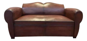 Art Deco Leather Club Sofa