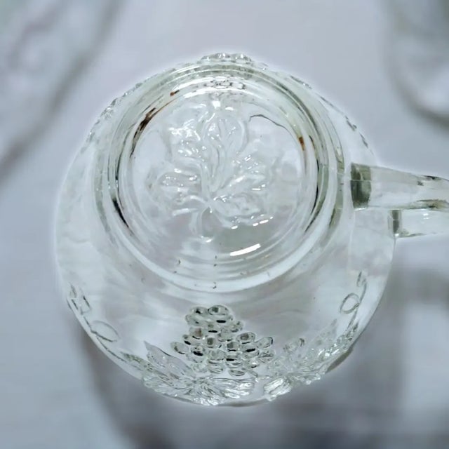 1960s Vintage Anchor Hocking Grape Cluster Snack Plates and Cups Set- 8 Pieces For Sale - Image 5 of 9