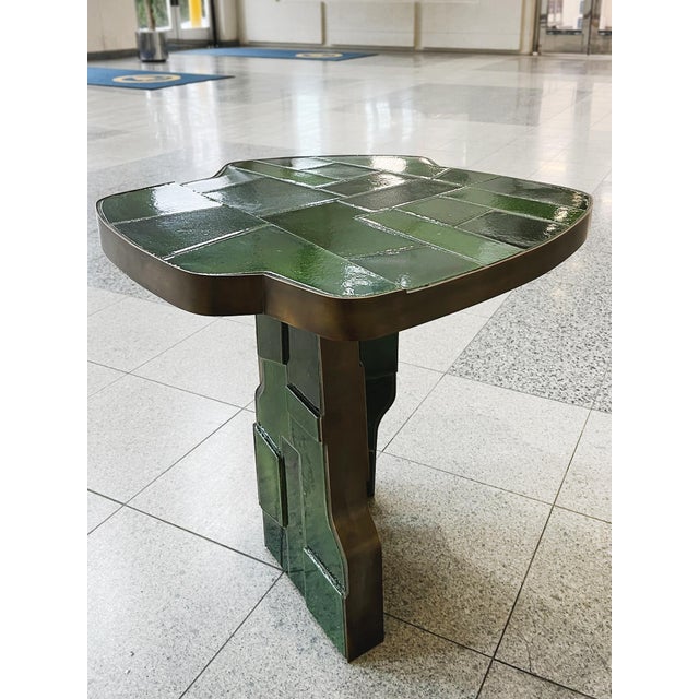 Early 21st Century Italian Raku Ceramic & Bronze Sculptural Side Table For Sale - Image 5 of 12