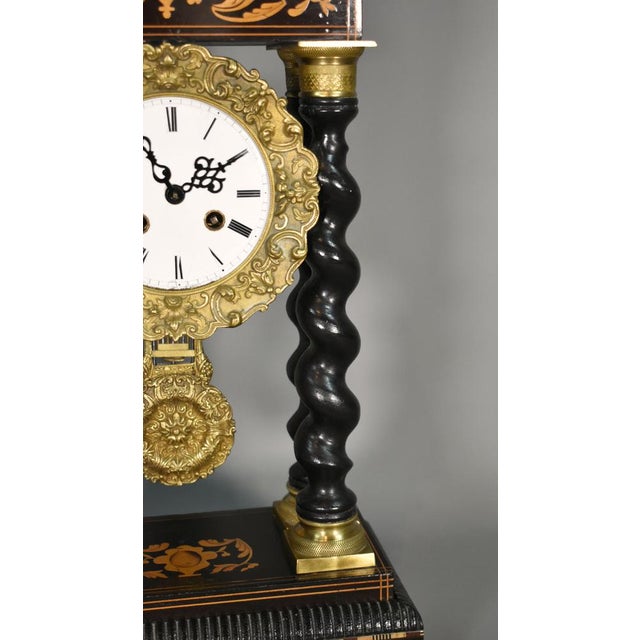 French Napoleon III Portico Barley Twist Clock For Sale - Image 16 of 18