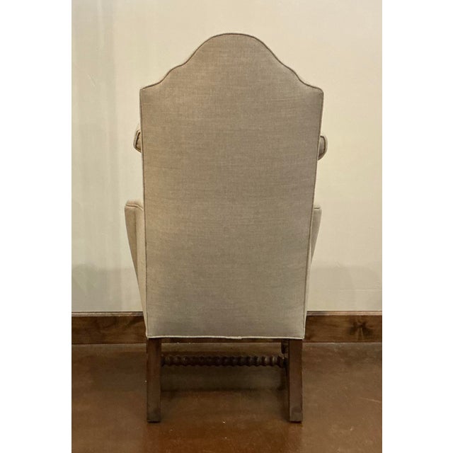 Small Scale Antique Wing Chair With Bobbin Turned Front Legs and Stretcher For Sale - Image 4 of 5