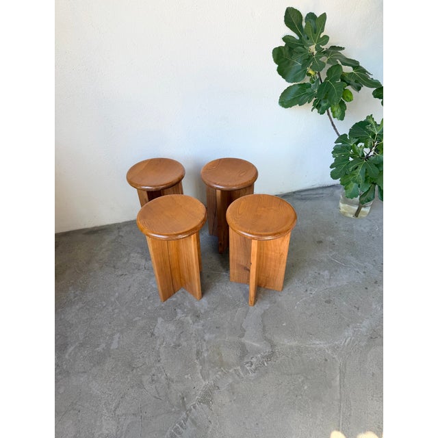 Vintage Oak Stools, 1950s, Set of 4 For Sale - Image 12 of 18