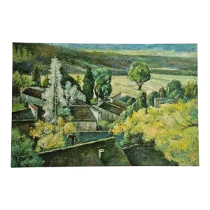 Vintage Post-Impressionist Landscape Oil Painting in Paul Cezanne's Style, Valley of Mont, Sainte-Victoire