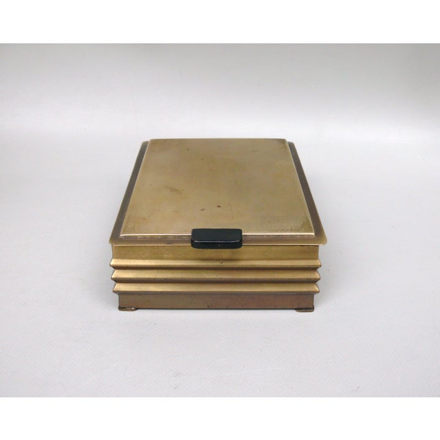 Art Deco Brass and Wood Lidded Tobacco Box, Germany, 1920s For Sale - Image 15 of 15