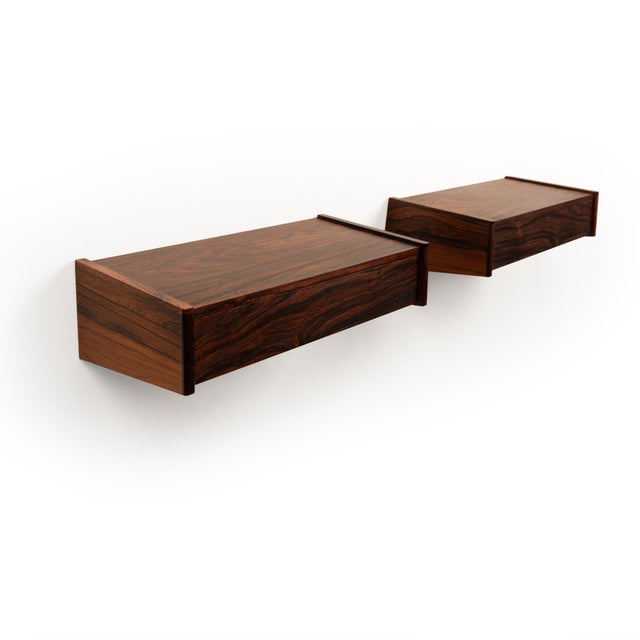 Mid-Century Modern Vintage Danish Mid Century Rosewood Floating Nightstands—Pair For Sale - Image 3 of 7