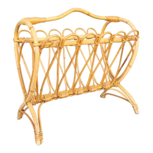 Vintage French Bamboo Magazine Rack
