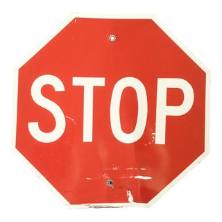 Late 20th Century Metal Stop Street Sign For Sale
