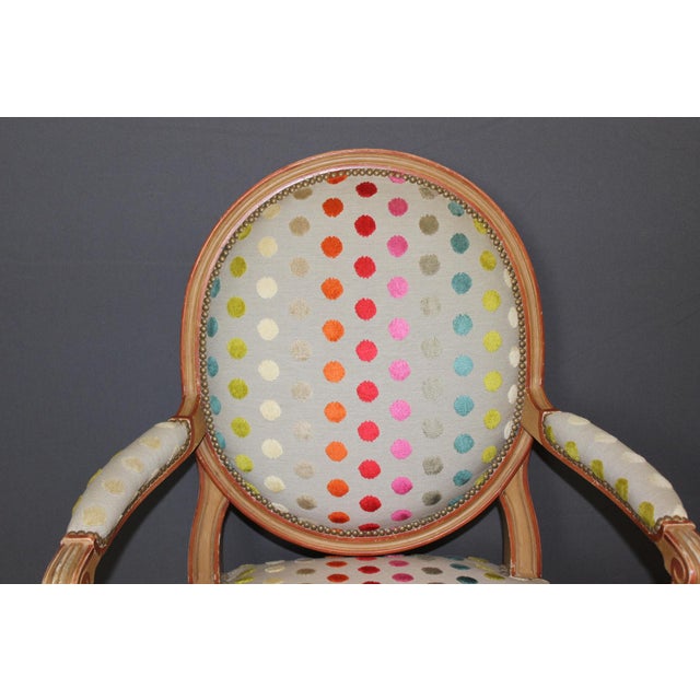 Wood Louis XVI Medallion Armchairs, 1950s, Set of 2 For Sale - Image 7 of 12
