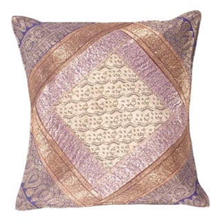 Pasargad DC Vintage Sari Silk Square Pillow Case For Sale