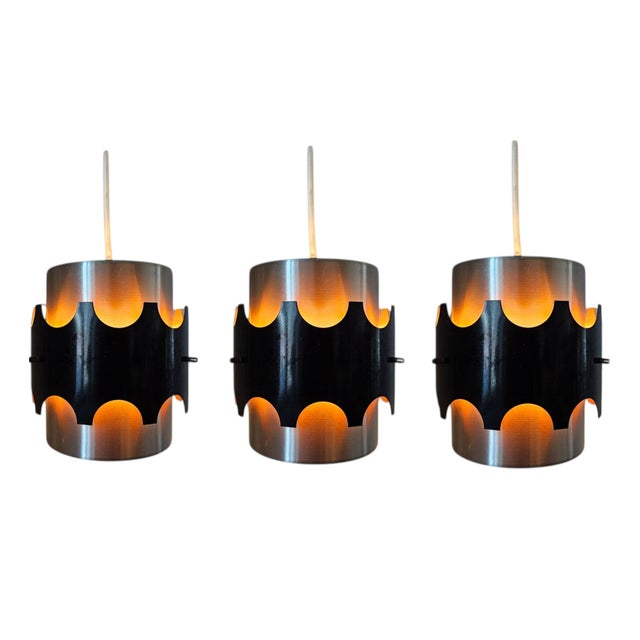 Vintage Pendant Lights in the style of Jo Hammerborg, 1970s, Set of 3 For Sale