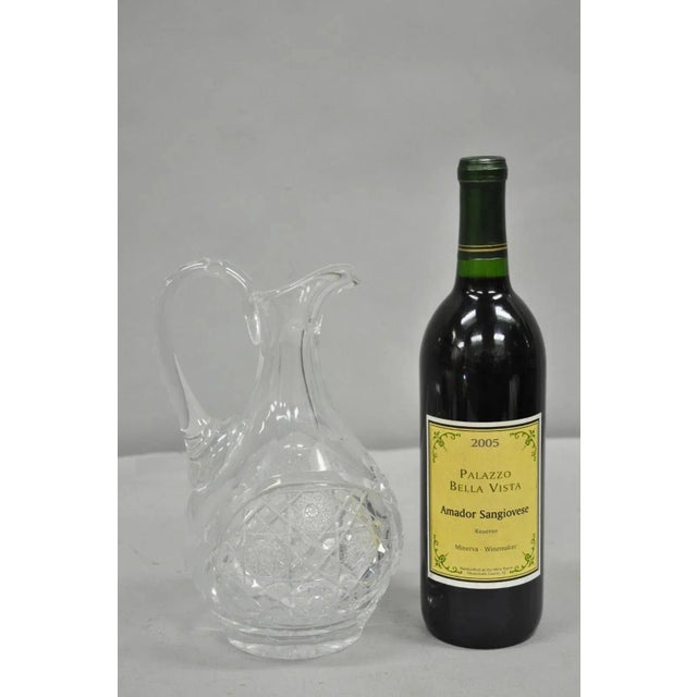 Antique Victorian Leaded Crystal Glass Diamond Etched Small Water Pitcher Jug For Sale - Image 9 of 9