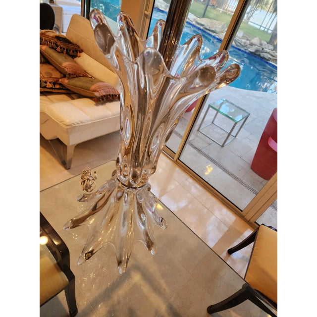 Metal Large 1960s Mid-Century Modern Hand-Blown Murano Style Glass Sculptured Lamp For Sale - Image 7 of 13