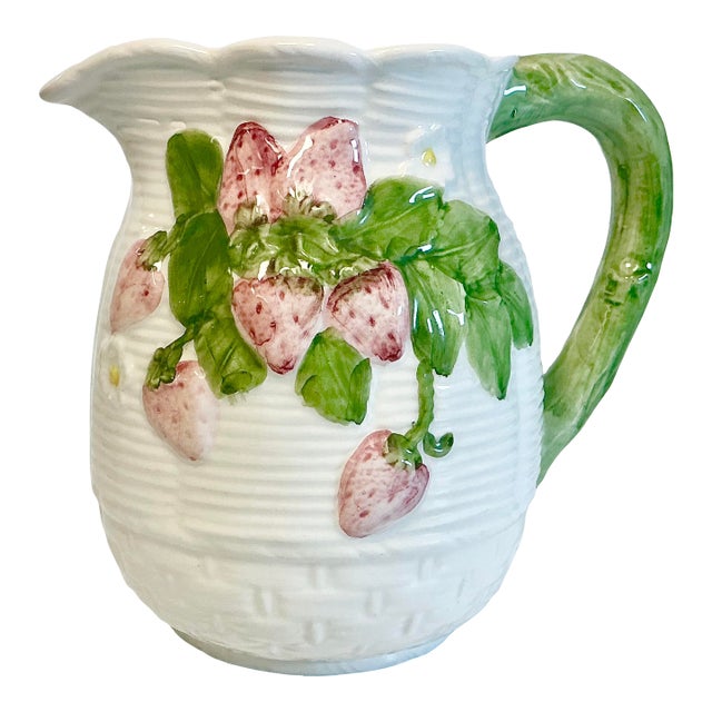 1980s Vintage Italian Hollywood Regency Arts & Crafts Strawberry Pitcher For Sale