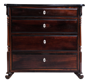 Chest of Drawers in Mahogany with Lion Feet and Curved Top, 1840s