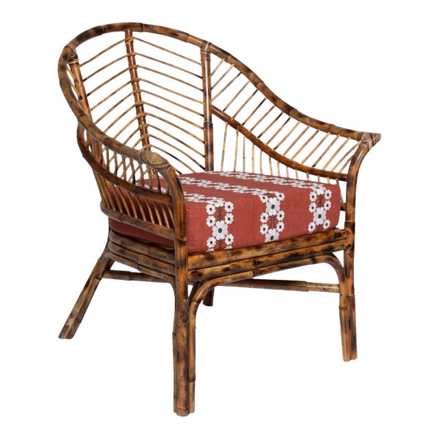 Sharland England Faux Bamboo Chair, Brick Red For Sale