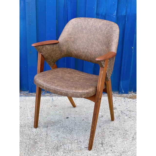 1960s Danish Modern Teak Armchair in Leather For Sale - Image 9 of 10