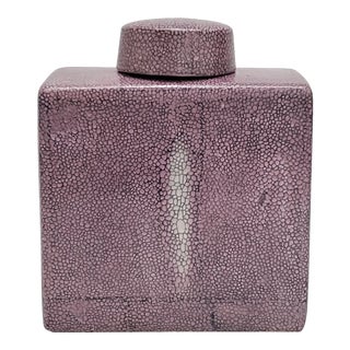 Vintage Tozai Lavender Purple Faux Shagreen Ginger Jar - Fabienne Jouvin Paris - Mid Century Modern For Sale