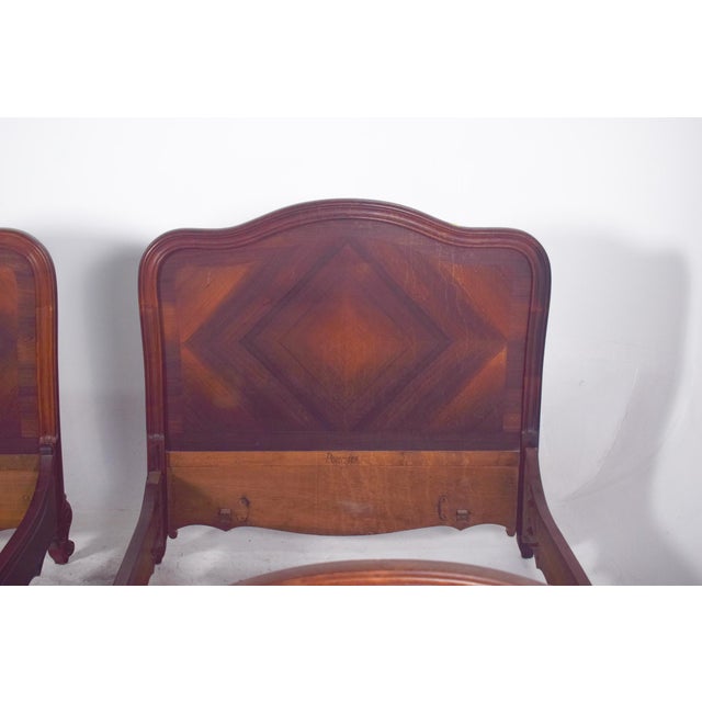Louis XV Rosewood Veneered Single Beds, 1890, Set of 2 For Sale - Image 11 of 14